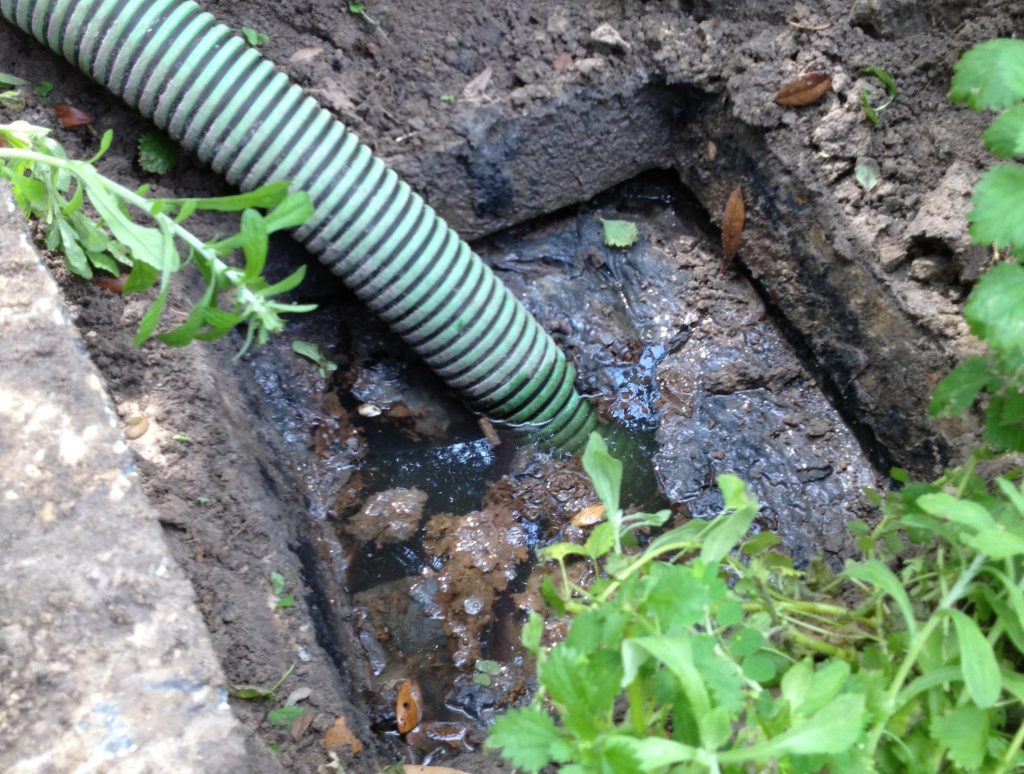 Image of a clogged septic tank.