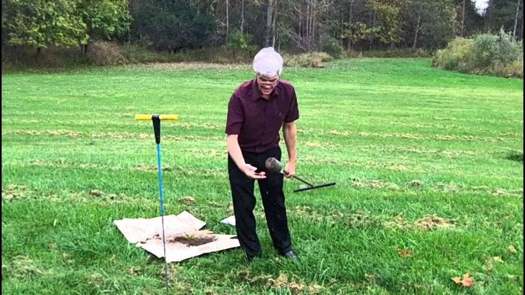 Image of a homeowner, inspecting his sand mound.