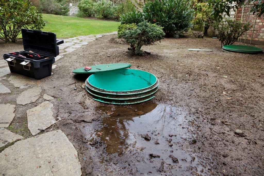 Image of a blocked cesspool caused by salt.