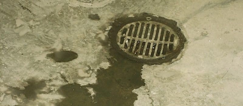 Image of a drain emitting septic fumes.