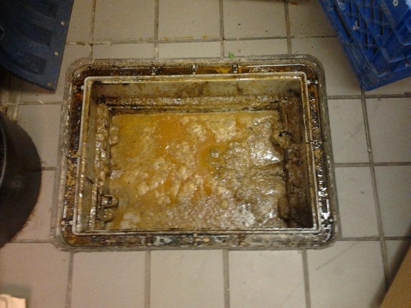 Image of one example of government housing grease trap problems.